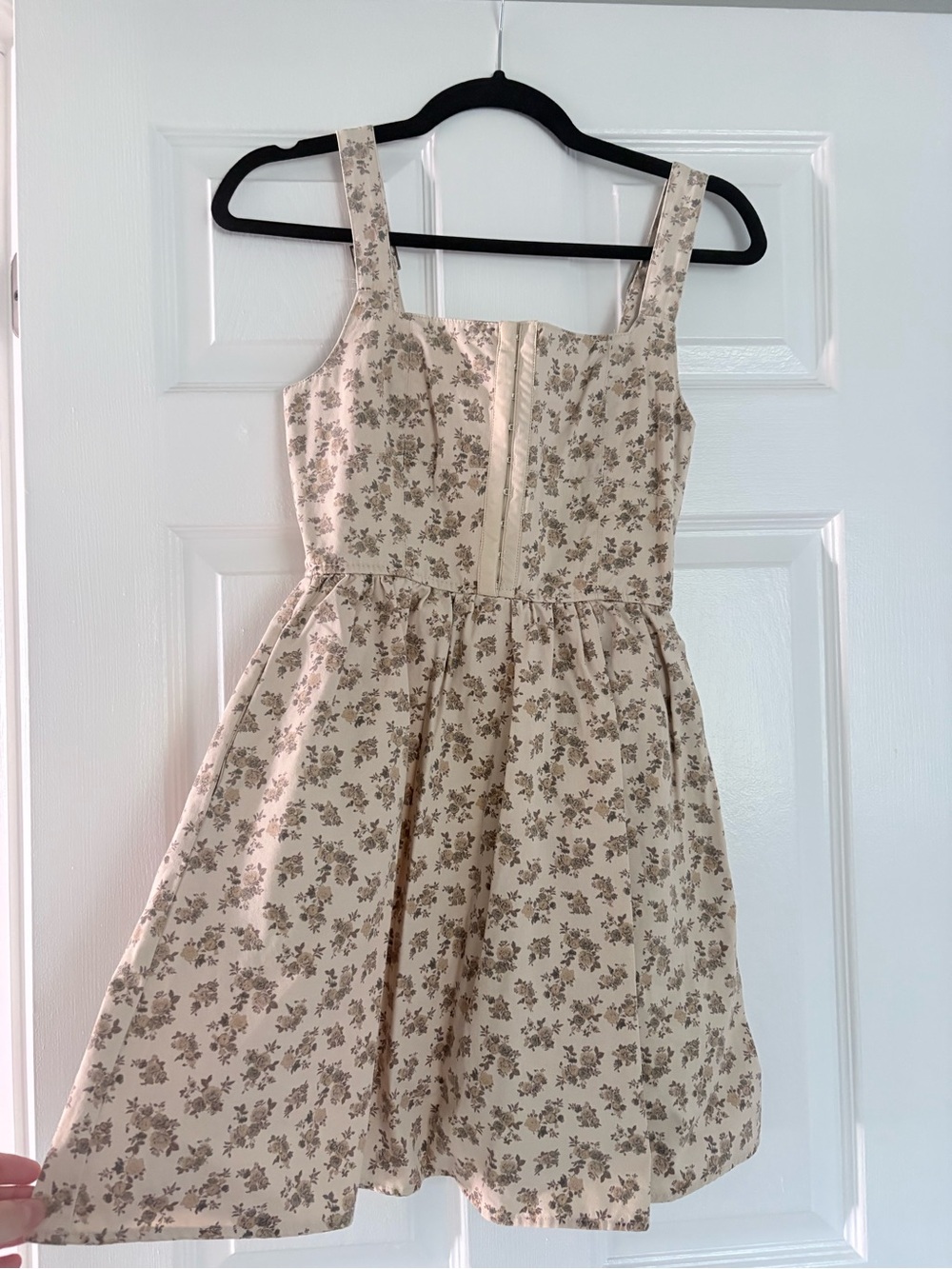 VICI women’s Cream Floral Sundress with Square Neck